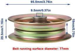 Dailygoods- Stationaire Katrol Slijtvast Staal - Compatibel met Husqvarna CT/CTH/GT/GTH/LT - Buitendiameter 95,5 mm - Middengat 9,5 mm - Riemloopvlak Diameter 77 mm - Schokbestendig en Corrosiebestendig - Idler Pulley — thumbnail 4