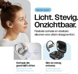 REBØNE® AERO Sport Oortjes - Oordopjes Draadloos - Bone Conduction Headphone - Open ear - Earbuds Wireless - Draadloze Koptelefoons - Bluetooth Koptelefoon - USB C - Waterdicht - Zwart / Goud — thumbnail 5