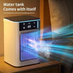Airco - Aircooler - Mini 3-in-1 Draagbare Airconditioner | Stille Verdampingskoeler met watertank | Draagbare, via USB oplaadbare luchtkoeler (900 ml) | Ideaal voor kantoor, terras of op de camping — thumbnail 2