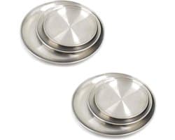 Ronde RVS Borden voor Kamperen en Feestjes, Duurzame Borden in Diverse Maten (14/17/20 cm) voor Picknick en Keuken