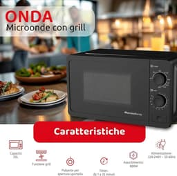 Magnetron met Grill - Compacte Oven - Snel Eten Bereiden - Geïntegreerde Grillfunctie - 20 Liter - Zwart — thumbnail 4