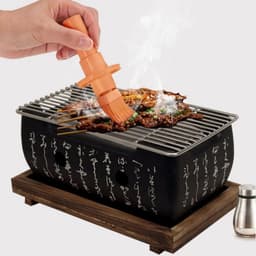 Dailygoods- Tafelgrill Japanse stijl - Houtskool barbecue - Massief houten sokkel - Eenvoudig te reinigen - Geschikt voor tafelgebruik - Duurzaam en brandveilig — thumbnail 2