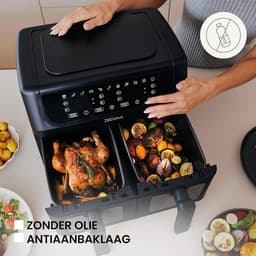 Heteluchtfriteuse - Airfryer - Gezond Koken - Dubbele Lades - 9 Liter - Zwart — thumbnail 5