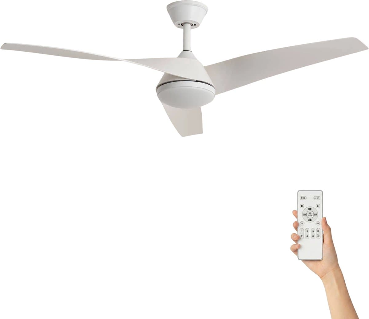Fantiluxe - Felix - Plafondventilator met verlichting - Wit - Ø132cm - Afstandsbediening - Met lamp - Plafond ventilator - Slaapkamer — afbeelding 1