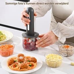Elektrische Knoflookhakker - Keukenmachine Mini - Snel Ingrediënten Snijden - Draadloos Oplaadbaar - 400 ml - Zwart — thumbnail 4