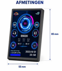 Gamers Mini Scherm – 3,5 Inch – Systeemmonitor voor Desktop – Statistieken en Temperatuurweergave – Inbouwbaar – IPS Display — thumbnail 2