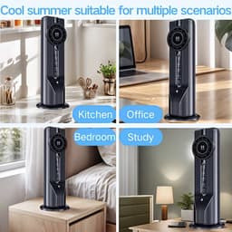 Mini aircooler - 6 snelheden, USB, watertank, timer, luchtkoeler voor bureau slaapkamer en thuiswerkplek - Grijs — thumbnail 5
