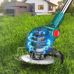 Accu Grasmaaier - 21V Elektrische Grasmaaier - Draadloze Grasmaaier met 2x6000mAh - 3 Messen & Verstelbare Hoogte - 900W Motor - Voor Tuin & Gazon — thumbnail 3