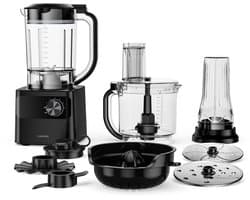Klarstein Keukenmachine Velaire met mixer – 1200 W multifunctionele keukenmachine, 2-liter kom, 1,75-liter mixer, 6 programma's en snelheden, sapcentrifuge en vleesmolen opzetstukken - 2L - voor Keuken - Knetmaschine - Rührmaschine