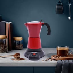 Elektrische espressomaker - Koffiezetter fornuis - Thuis koffie maken - Snelle bereiding - 300 ml capaciteit - Rood — thumbnail 5