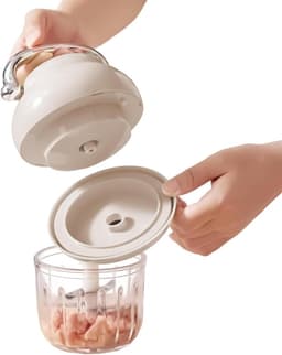 Elektrische keukenmachine, 350 ml, antislip keukengerei met handvat, mini-hakmolen elektrische keukenmachine, voor knoflook, chili, ui, puree, groenten, huis, appartement — thumbnail 1