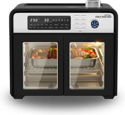 Multifunctionele Oven - Aanrechtoven Airfryer - Veelzijdig Koken - Dubbele Deur - 28 Liter - Zwart — thumbnail 1