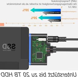 SATA naar USB adapter voor externe en interne harde schijven SSD/HDD 2.5/3.5-inch, compatibel met 12V 2A voeding, geschikt voor Windows, Mac en Linux systemen — thumbnail 2
