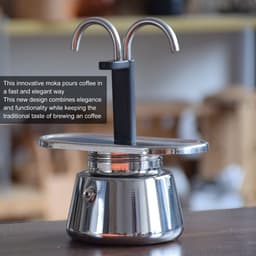 Dailygoods- Moka Pot Mini-espressomachine - Koffiezetapparaat van roestvrij staal - 2 kopjes - 2,8 oz - Italiaans design - Snel en elegant koffiezetten — thumbnail 3