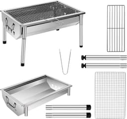 Florixa® Tafel Bbq Houtskool - Weber Bbq -Boretti Bbq - Houtskool - Zilver - 28cm x 40cm x 22cm — thumbnail 5
