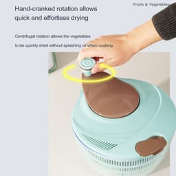 Salade Spinner - Groente Droger - Maaltijd Voorbereiding - Dubbellaags Capaciteit - 26.8 cm - Blauw — thumbnail 4