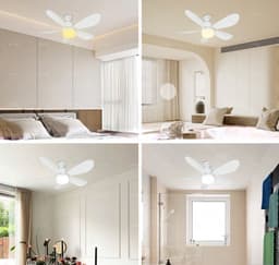 Ventilator lamp plafond-ventilatorlamp met afstandbediening-Plafondventilator met afstandsbediening - Schroefventilator met dimfunctie - Driekleurige plafondlamp voor slaapkamer, woonkamer, keuken, garage - Eetkamer - Wit-52x17 cm — thumbnail 5