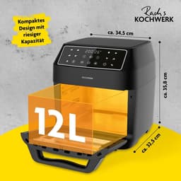 Heteluchtfriteuse Oven - Airfryer XXL - Gezond Koken - 9-in-1 Functie - 12 Liter - Zwart — thumbnail 2