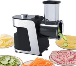 Elektrische Kaasrasp - Groentesnijder Versnipperaar - Salades Maken - 5 Roestvrijstalen Kegels - 1000 W Motor - Zilver — thumbnail 1