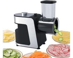 Elektrische Kaasrasp - Groentesnijder Versnipperaar - Salades Maken - 5 Roestvrijstalen Kegels - 1000 W Motor - Zilver