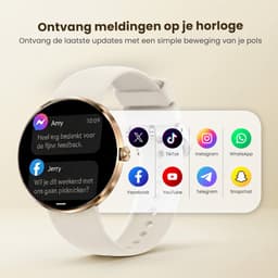 Avalue - AMOLED Dames Smartwatch - Hartslagmeter - Slaapmonitor - Vrouwengezondheid - Multisport - Android & iOS - RVS en Siliconen Band- Goud — thumbnail 2