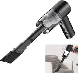 Handstofzuiger voor in de auto, draadloos ontwerp, krachtige zuigkracht van 3000 Pa, 4-in-1 draagbare stofzuiger/föhn, met wasbaar filter, oplaadbaar - Zwart — thumbnail 1