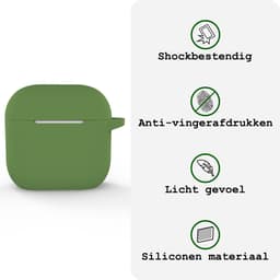 Case - Geschikt voor Apple AirPods 4 - Siliconen Hoes met Clip - Silicone Hoesje Cover - Donkergroen — thumbnail 3