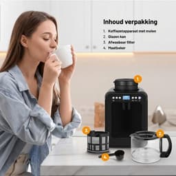 Koffiemachine met Bonen - Volautomatische Koffiemachine - Espressomachine - 600 W - Zwart — thumbnail 3