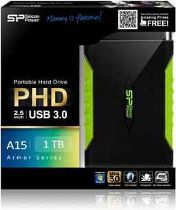 Externe Harde Schijf 1TB USB 3.0 - 2.5 inch USB-A Portable Opslag Zwart/Groen — thumbnail 2