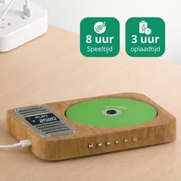 GH Goods - Draagbare CD Speler met Bluetooth - Ingebouwde speaker - Voor in de auto - Fm radio - MP3 - 3.5 MM Aux - CD / CD-R / CD-RW - Houten Look — thumbnail 4