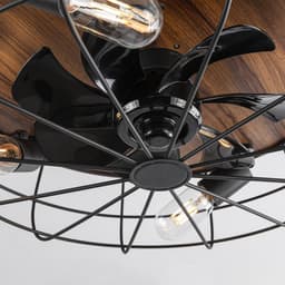 LumenXL - Industriële plafondventilator zwart met houtoptiek - Fistik — thumbnail 4