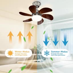 Glitzerlife - Plafond ventilator met verlichting - Ventilator lamp plafond - stille plafondventilator - stille motor met afstandsbediening -E27 ijzer en acryl - Ø75cm - notenhout — thumbnail 5