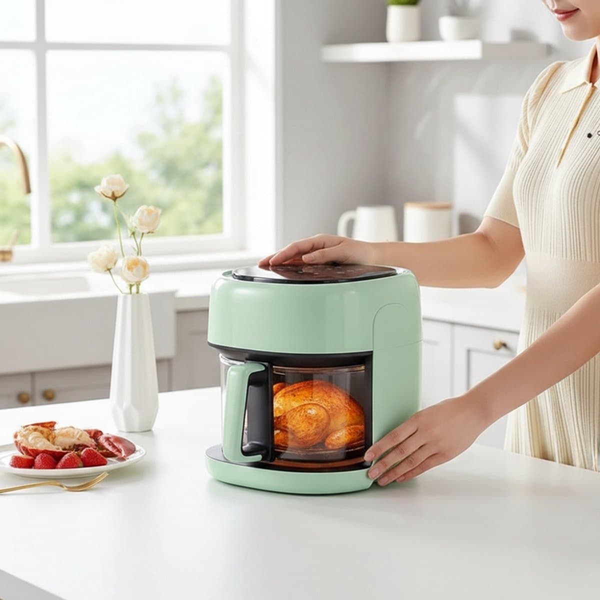 Slimme airfryer met 4,5L capaciteit – olievrije heteluchtoven met kijkvenster — afbeelding 1