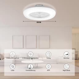 Zwarte Plafondventilator met Dimbare LED Verlichting 80W en Afstandsbediening Ø55 cm — thumbnail 1