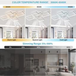 Moderne LED Plafondventilator met Verlichting - Dimbaar - Stille Zomer Ventilator met Afstandsbediening en App Besturing — thumbnail 3
