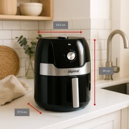 alpina Airfryer 3.5L - Heteluchtfriteuse 1-4 Personen - Air Fryer met Timer Functie - Instelbare Temperatuur 80 tot 200 Graden - Heteluchtoven 1400W — thumbnail 3
