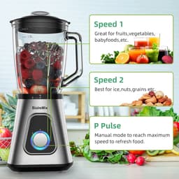 Biolomix - Multifunctionele Keukenmachine - 1.5L - 36000rpm - 240V - 1300W - Draagbare Juicer Blender - Persoonlijke Smoothie Mixer - Voedsel Chopper En Droge Molen - ABS - Wit — thumbnail 2