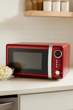Magnetronoven – Retro Magnetron – Combimagnetron – Keukenmagnetron – Compacte Magnetron – 20 Liter Inhoud – 700 Watt Vermogen – Timer – 5 Standen – Rood Metallic – Metalen Behuizing — thumbnail 2