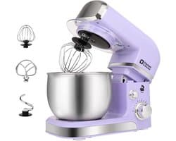 Compacte Elektrische Keukenmixer met RVS Kom en 6 Snelheden