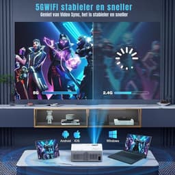 SCH® Draagbare beamer - Beamer - Projector - Mini Beamer - Wit - 26cm x 25cm x 12cm — thumbnail 4