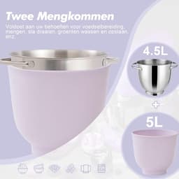 Keukenmachine 1300W met 10 snelheden en dubbele mengkommen - Elektrische standmixer — thumbnail 5