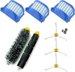 Geschikt voor Asp-Robot vervangingsset voor Roomba 600/610/620/621/630/650/651/655/660/661/PET robotstofzuigers met 3 AeroVac-filters, 3 borstels met 3 messen, 1 middenborstel, 1 middenrol en accessoires — thumbnail 1
