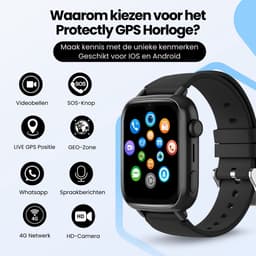 Protectly® GPS Horloge Kind Met Simkaart 4G - SOS Knop - Smartwatch Kinderen - GPS Tracker Kind - Kinder Smartwatch - Videobellen - HD Camera - Whatsapp en SMS - Elke polsmaat — thumbnail 2