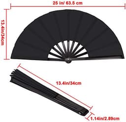 Grote opvouwbare zijden handwaaier - Chinese Tai Chi-vouwventilator voor dans, decoraties en festivals - Set van 2 — thumbnail 4