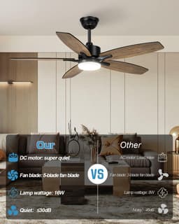 106cm plafondventilator met verlichting en afstandsbediening - Stil en omkeerbaar voor slaapkamer en woonkamer — thumbnail 3