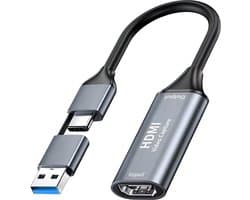 Qost - Capture Card HD - Video / Game Capture - 1080P HD - HDMI naar USB-A / USB-C - Cam Link - Video Grabber - Streamen