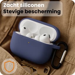 Hoesje - Geschikt voor Apple Airpods Pro 3 - met Clip - Siliconen Hoes - Silicone Case Cover - Grijsblauw — thumbnail 4