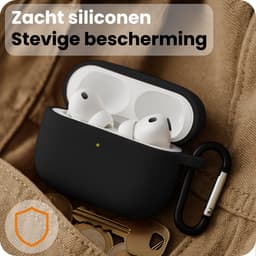 Hoesje - Geschikt voor Apple Airpods Pro 3 - met Clip - Siliconen Hoes - Silicone Case Cover - Zwart — thumbnail 4