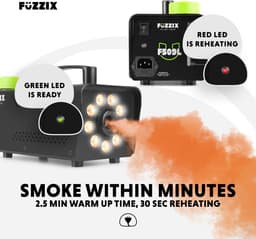 Party Rookmachine - Fuzzix F509L - Rookmachine met 9 RGB LEDs - Met 2 liter rookvloeistof - Zwart — thumbnail 3