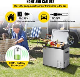 Camping Koelkast Koelbox Koelkast Boot Auto Koelkast Draagbare Vriezer 12V53Qt Kampeerkoelkast voor Buitengebruik — thumbnail 4